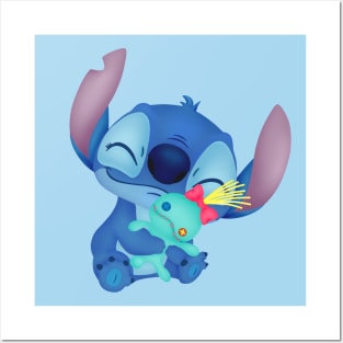 Cute Stitch Hugging Scrump Plush Doll Fanart Posters and Art